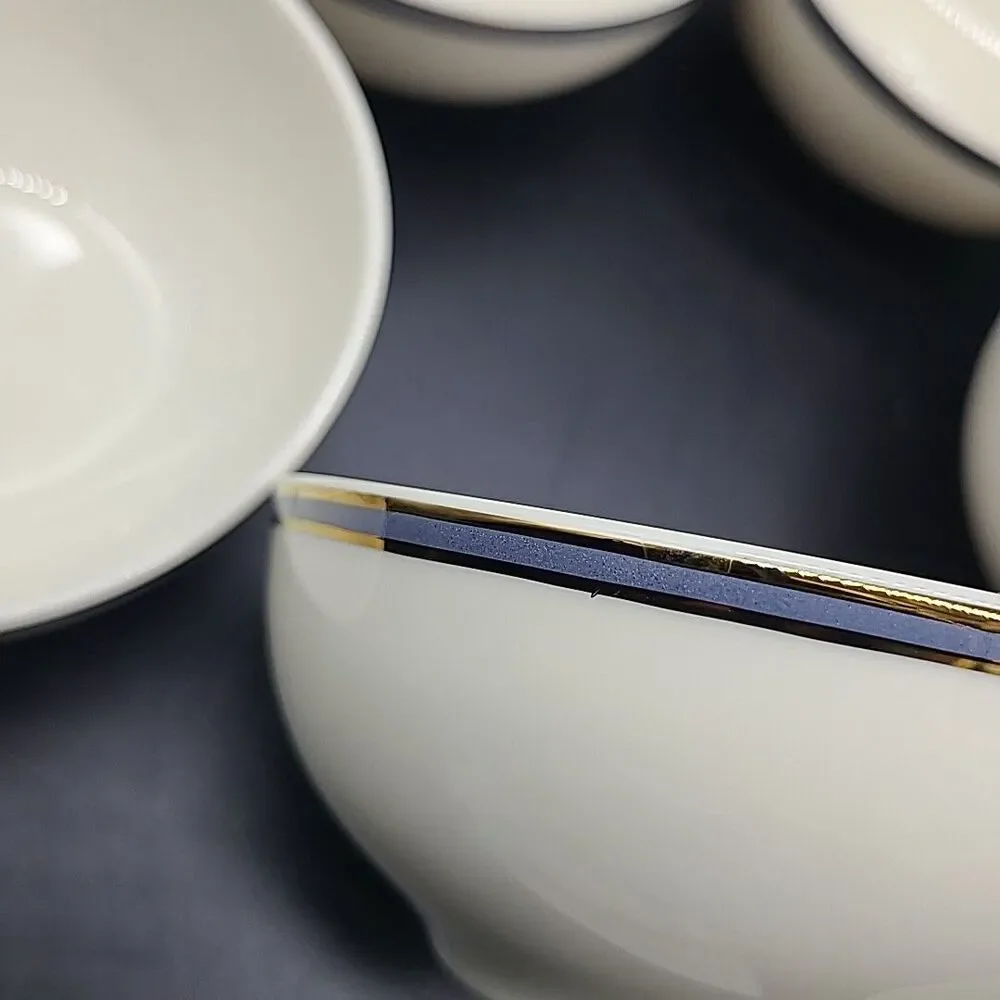 Pickard Set (6) BOWLS Fruit Dessert Snack Gray Gold Rim 4.5
